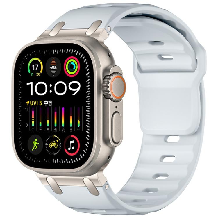 For Apple Watch 49mm / 46mm / 45mm / 44mm Customised Step-Style Solid Colour Silicone Watch Band