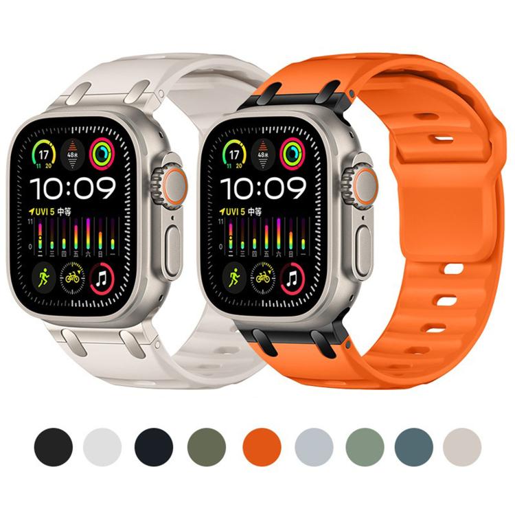 For Apple Watch 49mm / 46mm / 45mm / 44mm Customised Step-Style Solid Colour Silicone Watch Band