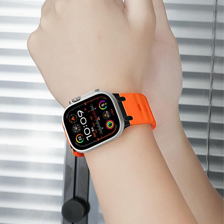 For Apple Watch 49mm / 46mm / 45mm / 44mm Customised Step-Style Solid Colour Silicone Watch Band