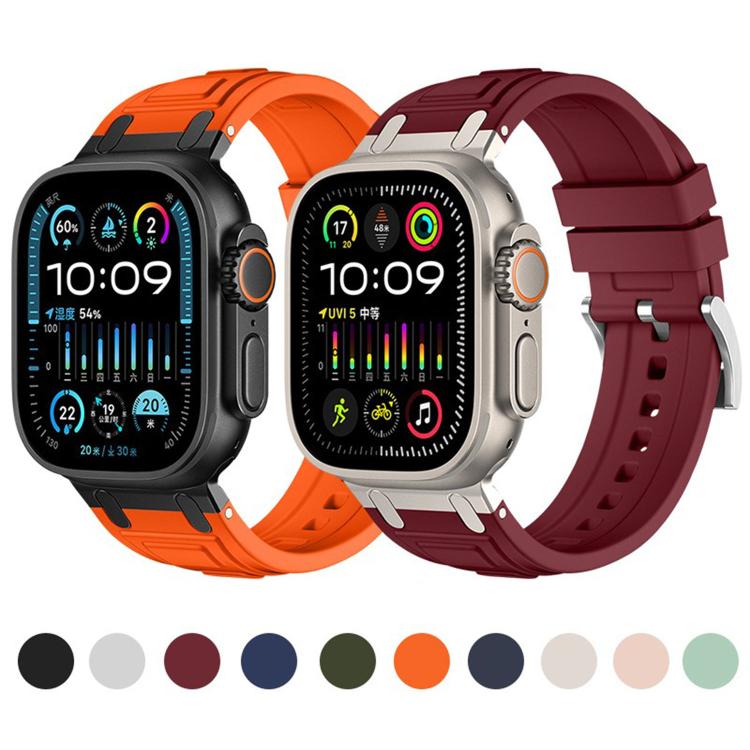 For Apple Watch 49mm / 46mm / 45mm / 44mm Triple-Layer Armour Silicone Watch Band