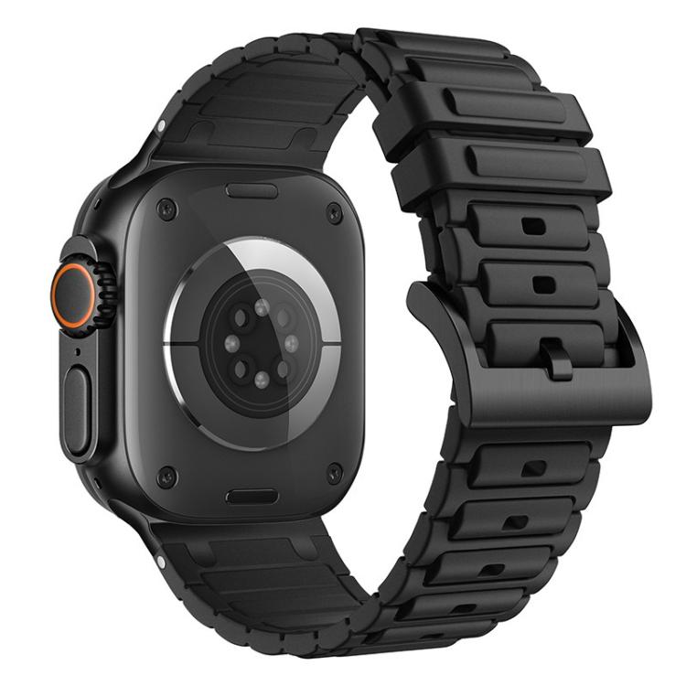 For Apple Watch 49mm / 46mm / 45mm / 44mm Reinforced I-Shape Texture Silicone Watch Band