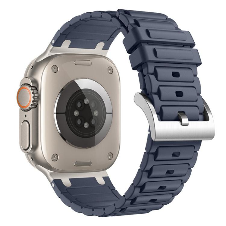 For Apple Watch 49mm / 46mm / 45mm / 44mm Reinforced I-Shape Texture Silicone Watch Band