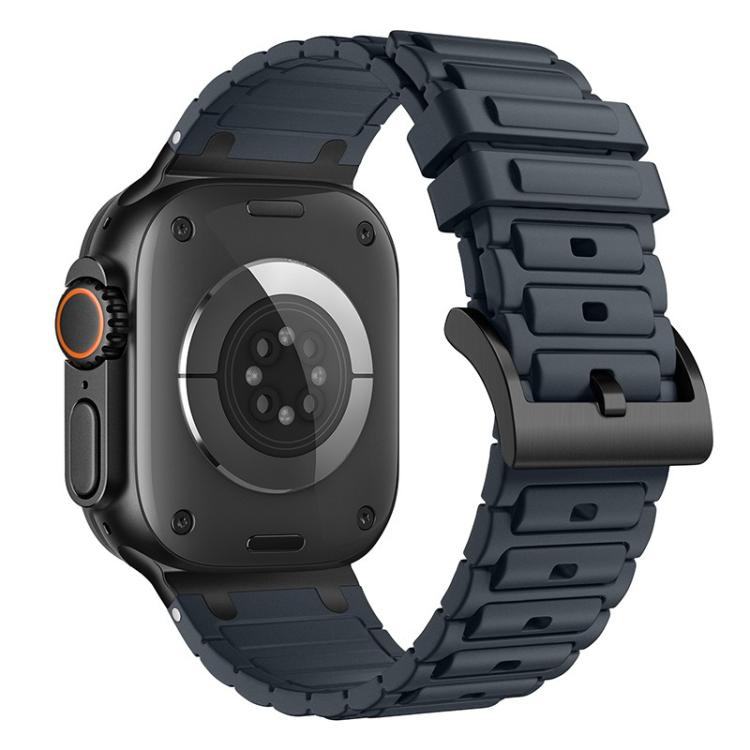 For Apple Watch 49mm / 46mm / 45mm / 44mm Reinforced I-Shape Texture Silicone Watch Band