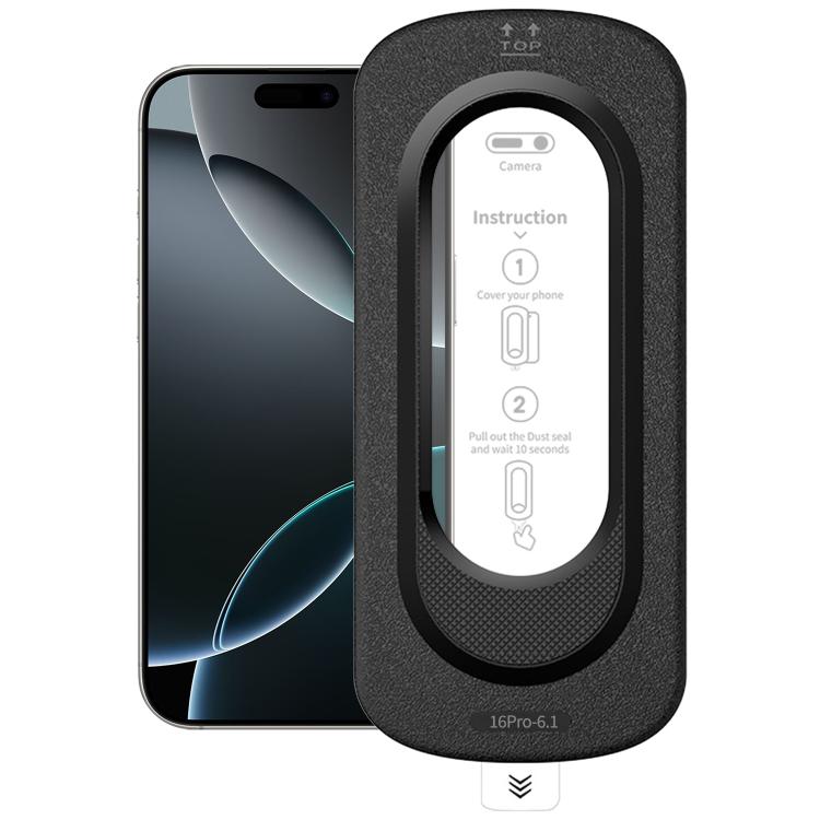 For iPhone 16 Pro Smooth Anti-Fingerprint Easy Install Dust-Free Box HD Tempered Glass Film