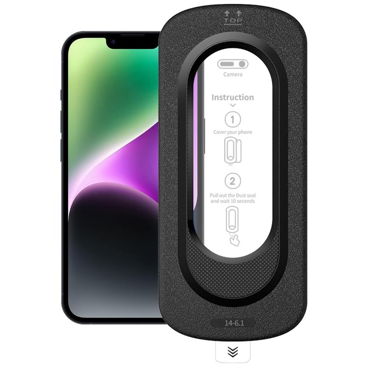 For iPhone 14 Smooth Anti-Fingerprint Easy Install Dust-Free Box HD Tempered Glass Film