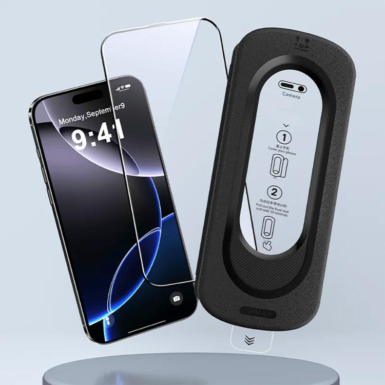 For iPhone 13 Pro Max Smooth Anti-Fingerprint Easy Install Dust-Free Box HD Tempered Glass Film