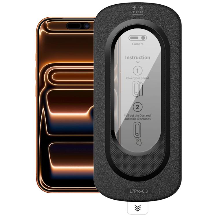 For iPhone 17 Pro Smooth Anti-Fingerprint Easy Install Dust-Free Box Privacy Tempered Glass Film