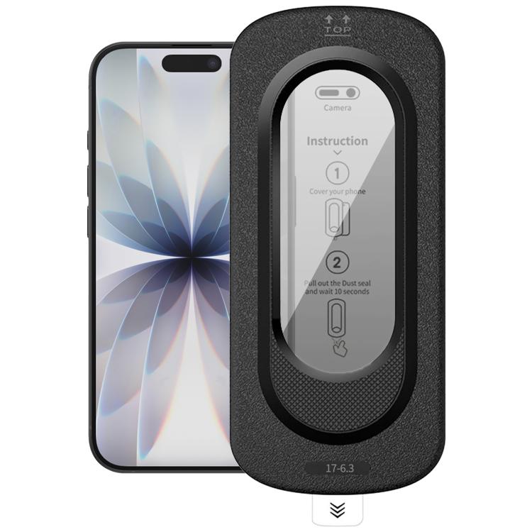 For iPhone 17 Smooth Anti-Fingerprint Easy Install Dust-Free Box Privacy Tempered Glass Film