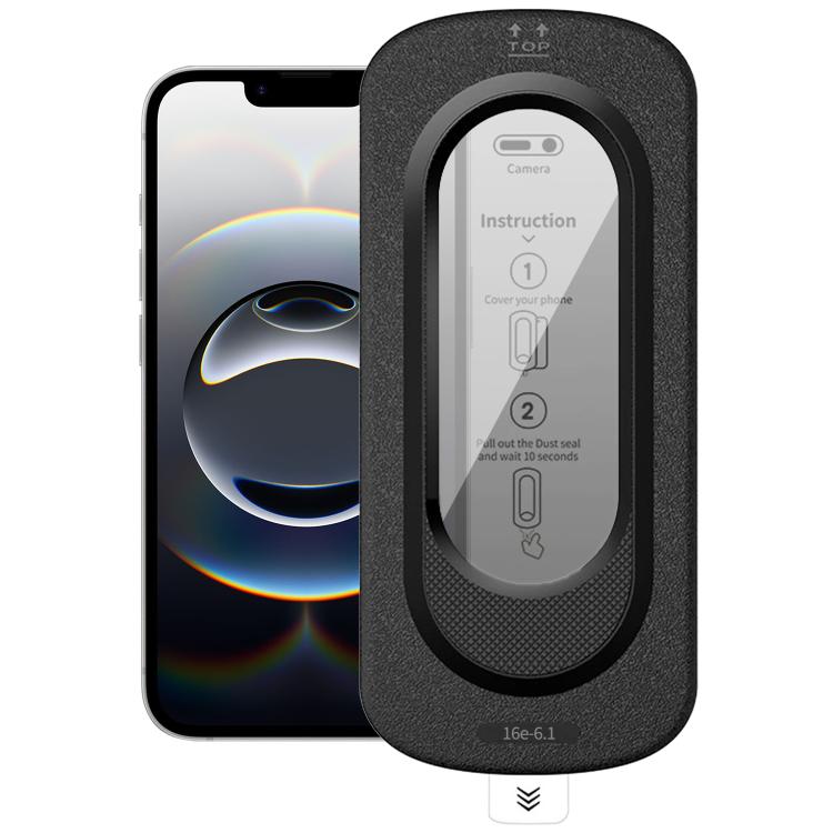 For iPhone 17e / 16e Smooth Anti-Fingerprint Easy Install Dust-Free Box Privacy Tempered Glass Film