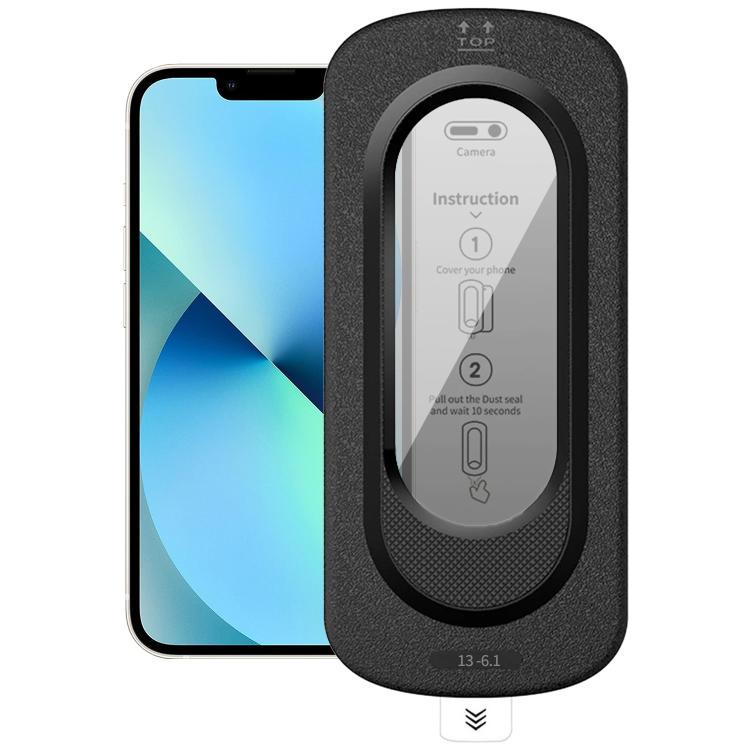 For iPhone 13 Smooth Anti-Fingerprint Easy Install Dust-Free Box Privacy Tempered Glass Film