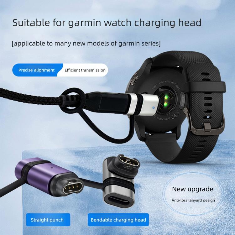 For Garmin Series Smart Watch Anti-Loss Lanyard Charging Metal Adapter Curved-End Style