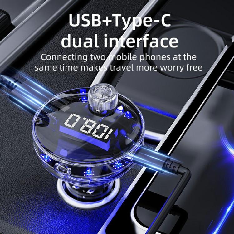 C10 USB / Type-C Multifunctional Car MP3 Player BT Hands-Free FM Transmitter Car Charger