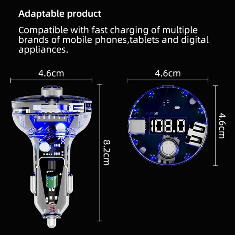 C10 USB / Type-C Multifunctional Car MP3 Player BT Hands-Free FM Transmitter Car Charger
