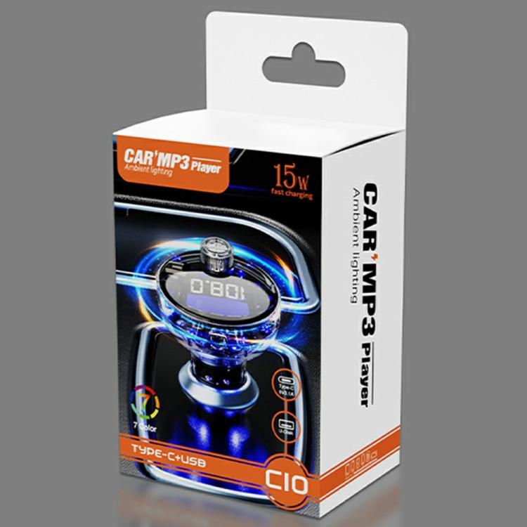 C10 USB / Type-C Multifunctional Car MP3 Player BT Hands-Free FM Transmitter Car Charger