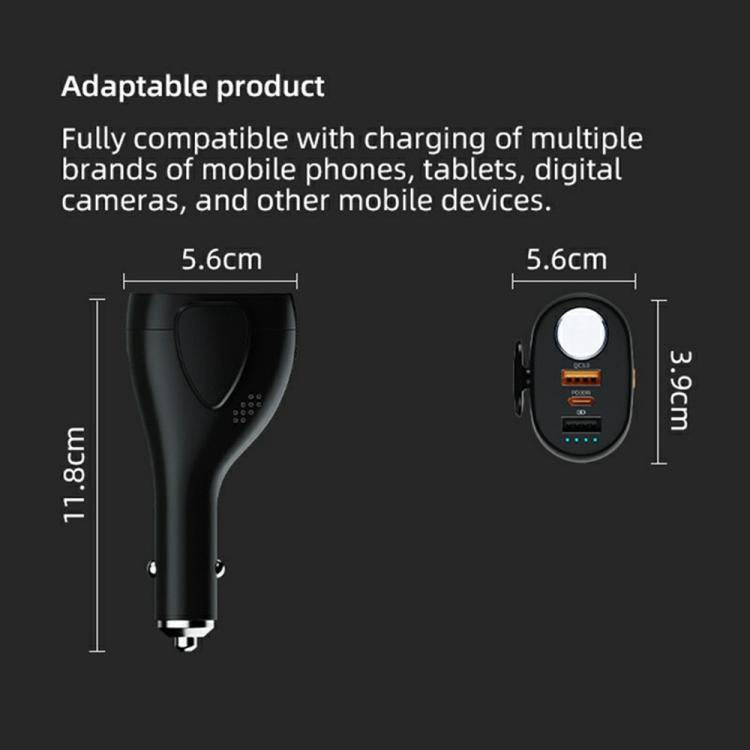 A13 Multifunctional QC3.0 Car Charger Safety Hammer Seatbelt Cutter with LED Flashlight