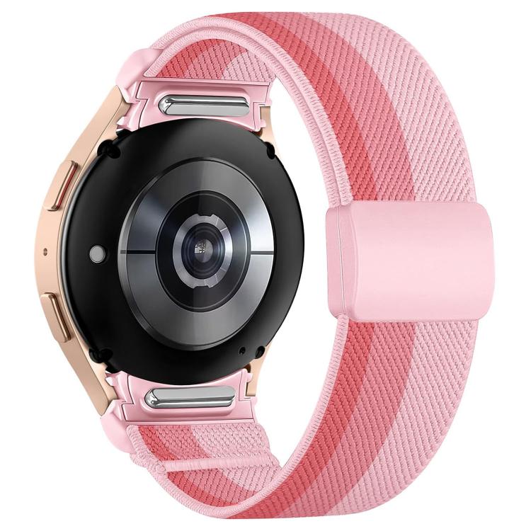 For Samsung Galaxy Watch FE / 7 / 6 / 5 / 4 Press Button Twill Plastic Magnetic Buckle Nylon Watch Band