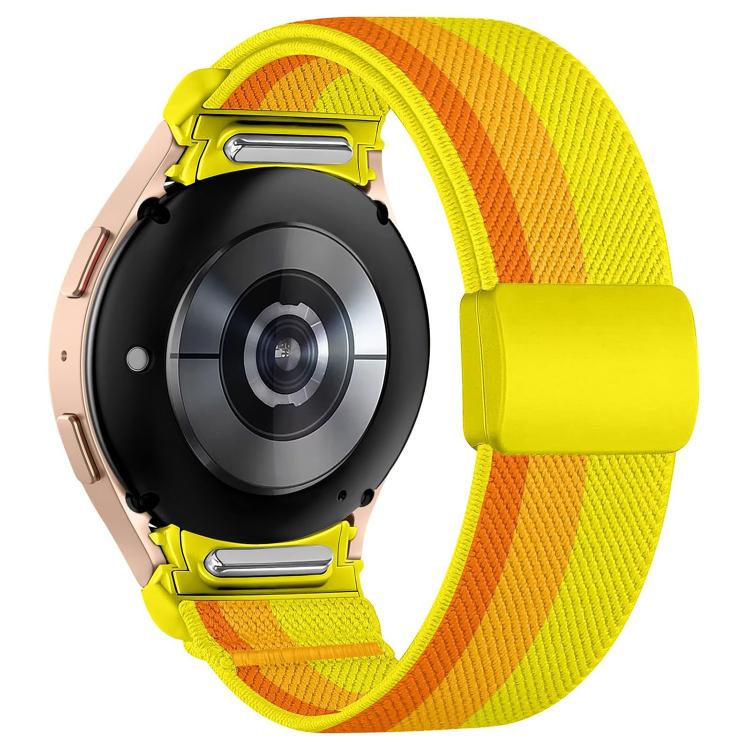 For Samsung Galaxy Watch FE / 7 / 6 / 5 / 4 Press Button Twill Plastic Magnetic Buckle Nylon Watch Band