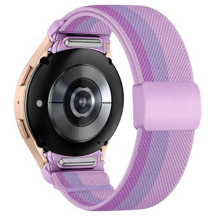 For Samsung Galaxy Watch FE / 7 / 6 / 5 / 4 Press Button Twill Plastic Magnetic Buckle Nylon Watch Band