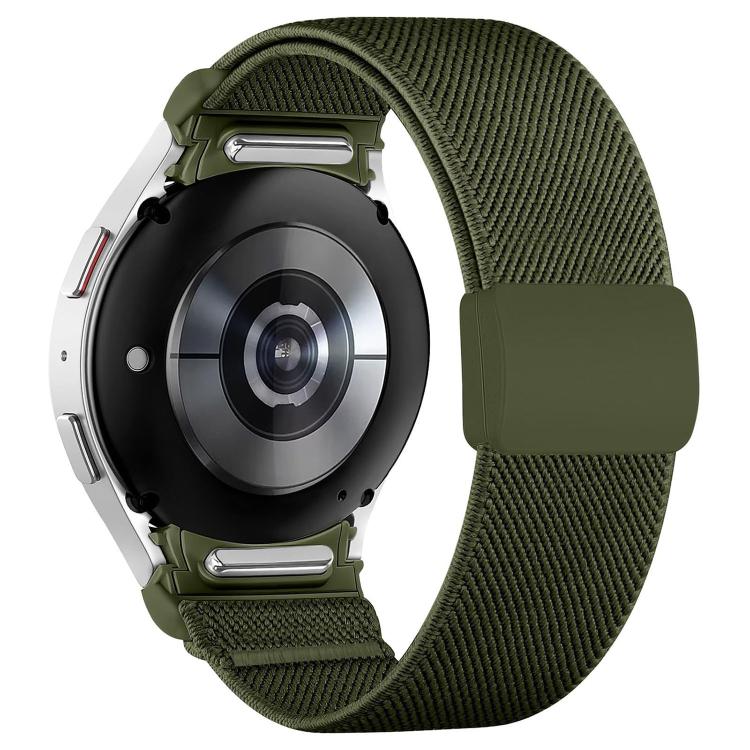 For Samsung Galaxy Watch FE / 7 / 6 / 5 / 4 Press Button Twill Plastic Magnetic Buckle Nylon Watch Band