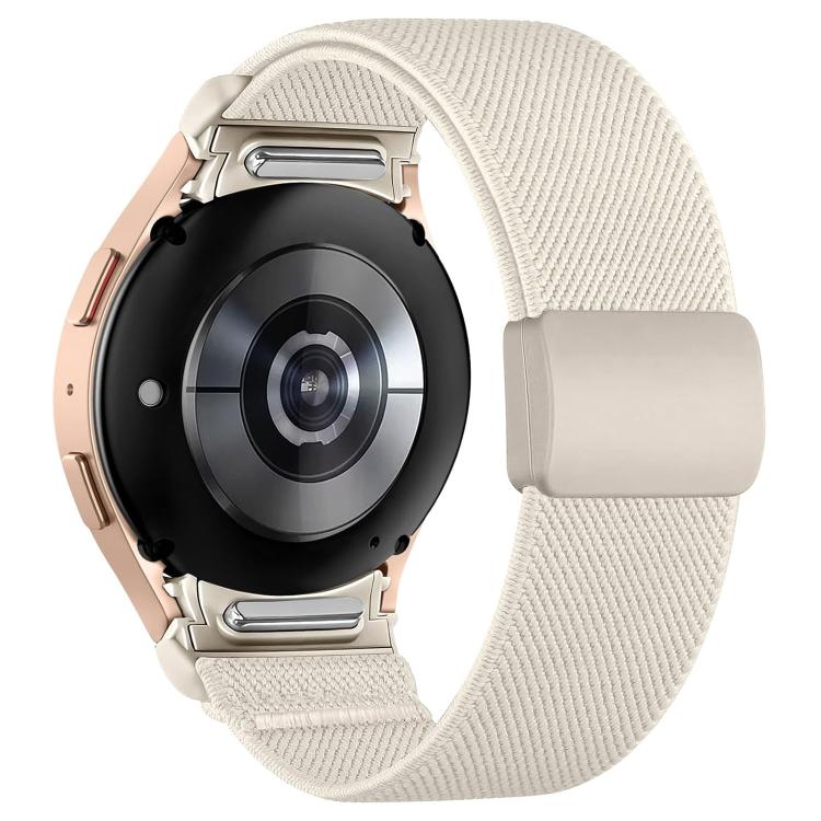 For Samsung Galaxy Watch FE / 7 / 6 / 5 / 4 Press Button Twill Plastic Magnetic Buckle Nylon Watch Band