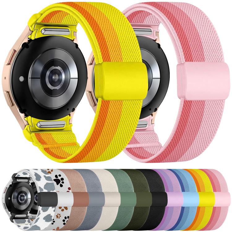 For Samsung Galaxy Watch FE / 7 / 6 / 5 / 4 Press Button Twill Plastic Magnetic Buckle Nylon Watch Band