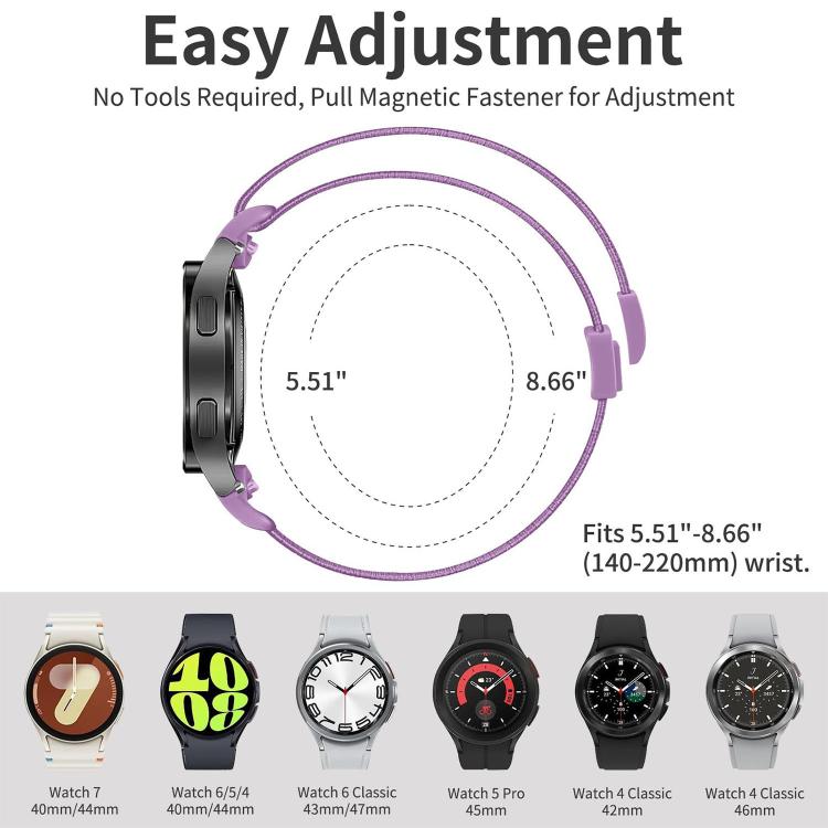 For Samsung Galaxy Watch FE / 7 / 6 / 5 / 4 Press Button Twill Plastic Magnetic Buckle Nylon Watch Band