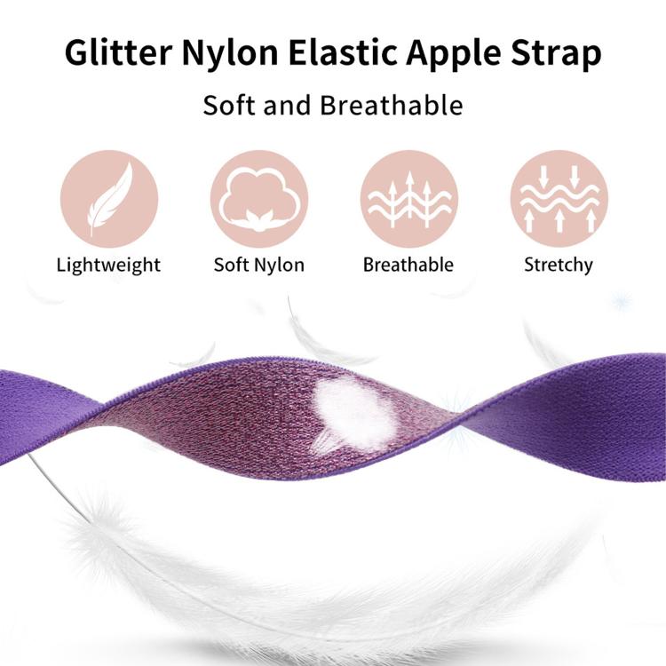 For Apple Watch 42mm / 41mm / 40mm / 38mm Glitter Elastic Nylon Watch Band