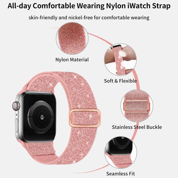For Apple Watch 42mm / 41mm / 40mm / 38mm Glitter Elastic Nylon Watch Band