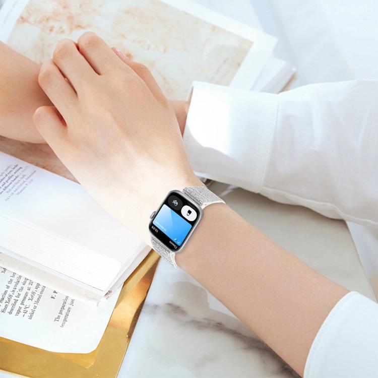 For Apple Watch 49mm / 46mm / 45mm / 44mm Glitter Elastic Nylon Watch Band