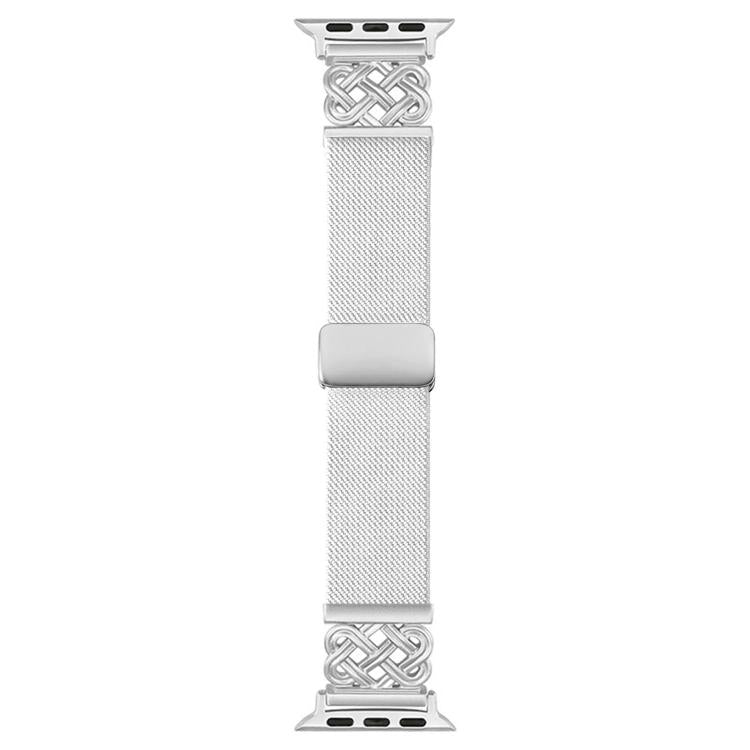 For Apple Watch 49mm / 46mm / 45mm / 44mm Chinese Knot Magnetic Buckle Twill Stretch Nylon Watch Band