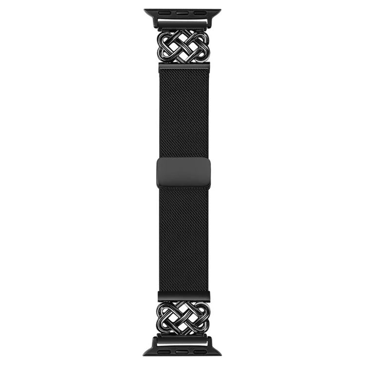 For Apple Watch 49mm / 46mm / 45mm / 44mm Chinese Knot Magnetic Buckle Twill Stretch Nylon Watch Band