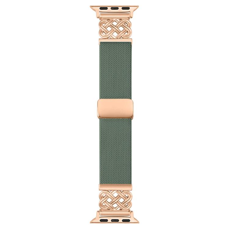 For Apple Watch 49mm / 46mm / 45mm / 44mm Chinese Knot Magnetic Buckle Twill Stretch Nylon Watch Band