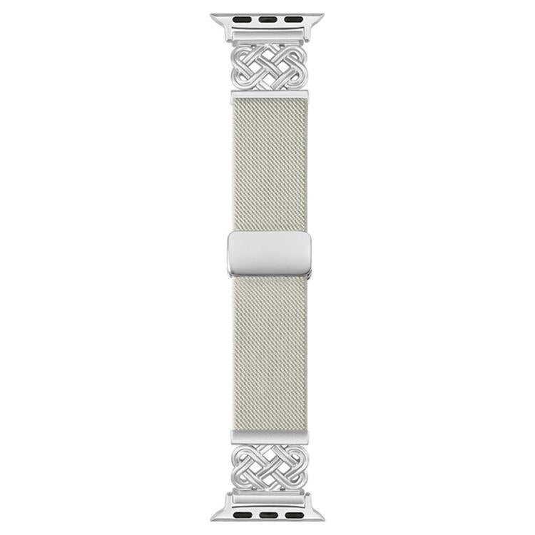 For Apple Watch 49mm / 46mm / 45mm / 44mm Chinese Knot Magnetic Buckle Twill Stretch Nylon Watch Band
