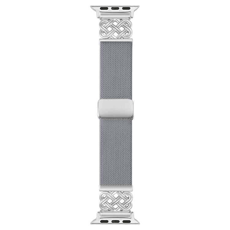 For Apple Watch 42mm / 41mm / 40mm / 38mm Chinese Knot Magnetic Buckle Twill Stretch Nylon Watch Band