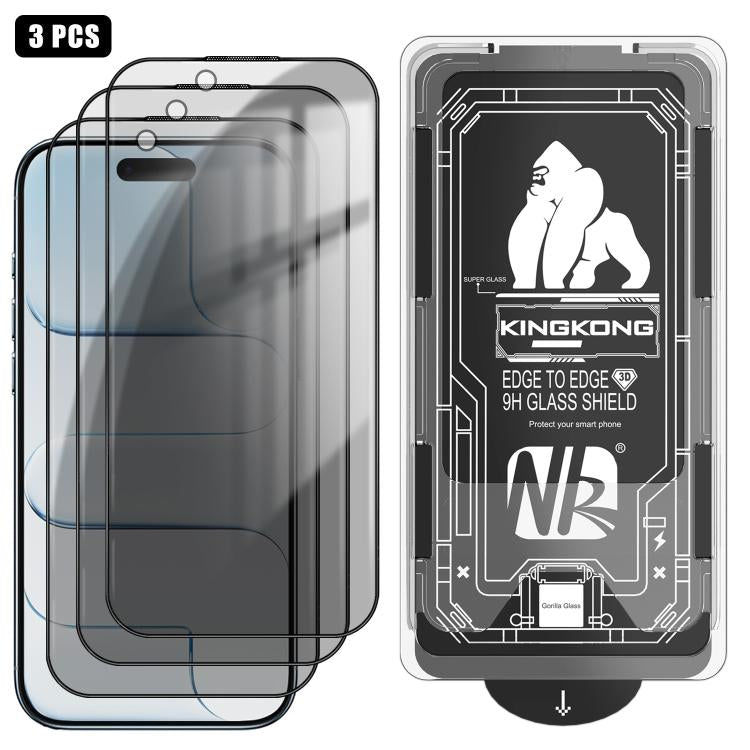 For iPhone Air 3pcs Easy Install Box Dust-Free 3D Curved Edge Privacy Electroplated Explosion-Proof Tempered Glass Film
