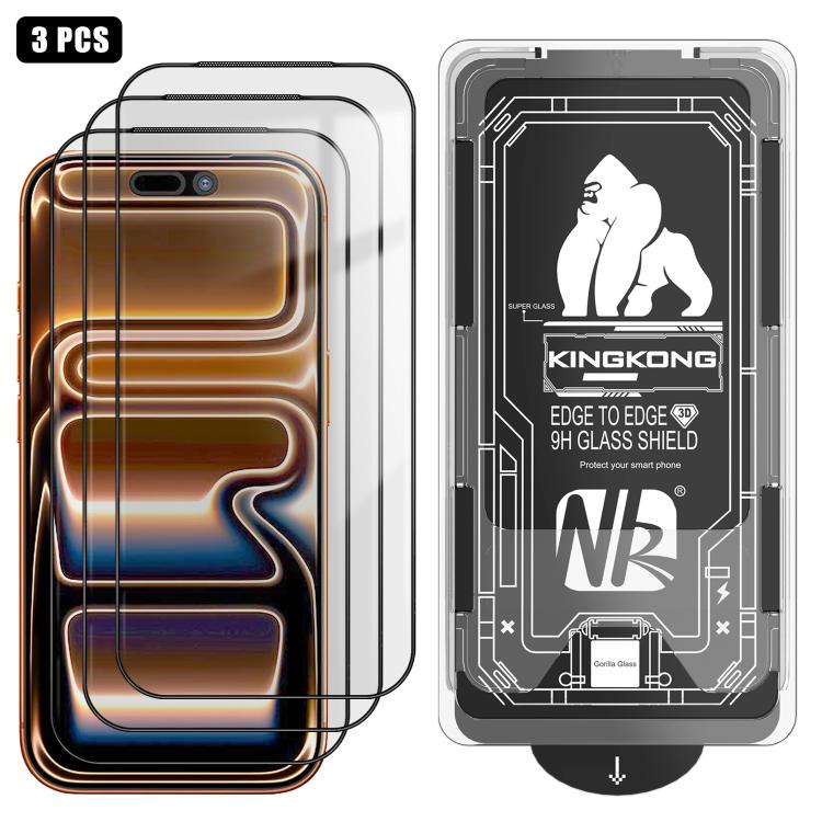 For iPhone 17 Pro 3pcs Easy Install Box Dust-Free 3D Curved Edge HD Electroplated Explosion-Proof Tempered Glass Film