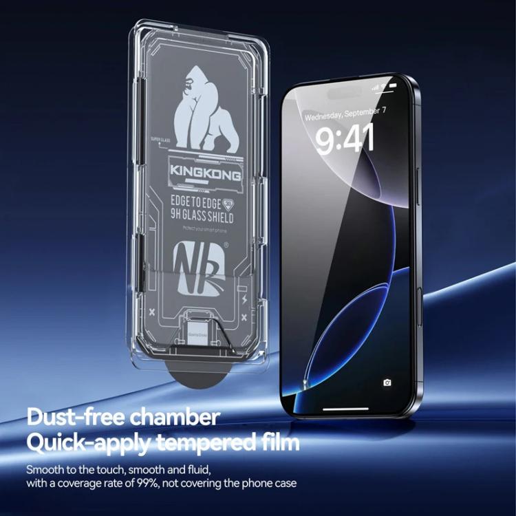 For iPhone 16 Pro Max 3pcs Easy Install Box Dust-Free 3D Curved Edge HD Electroplated Explosion-Proof Tempered Glass Film