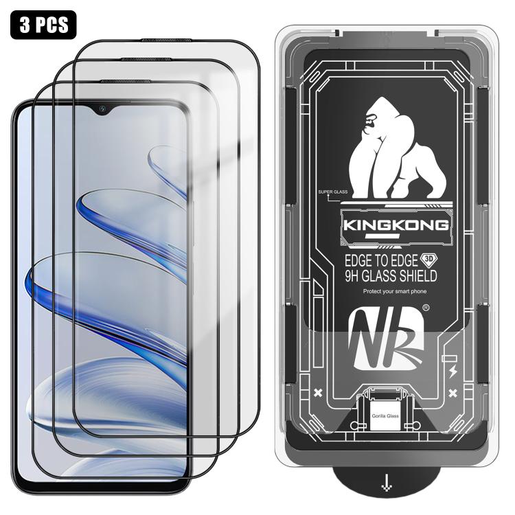 For Honor 70 Lite 3pcs Easy Install Box Dust-Free 3D Curved Edge HD Electroplated Explosion-Proof Tempered Glass Film