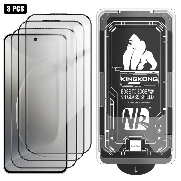 For Honor 300 3pcs Easy Install Box Dust-Free 3D Curved Edge HD Electroplated Explosion-Proof Tempered Glass Film