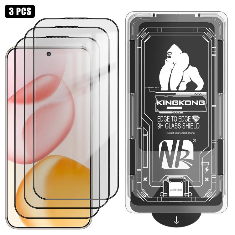 For Honor 400 Global 156.5mm 3pcs Easy Install Box Dust-Free 3D Curved Edge HD Electroplated Explosion-Proof Tempered Glass Film