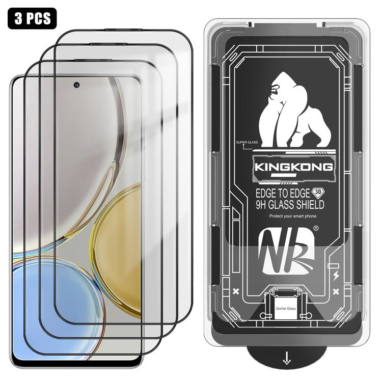 For Honor Magic4 Lite 3pcs Easy Install Box Dust-Free 3D Curved Edge HD Electroplated Explosion-Proof Tempered Glass Film