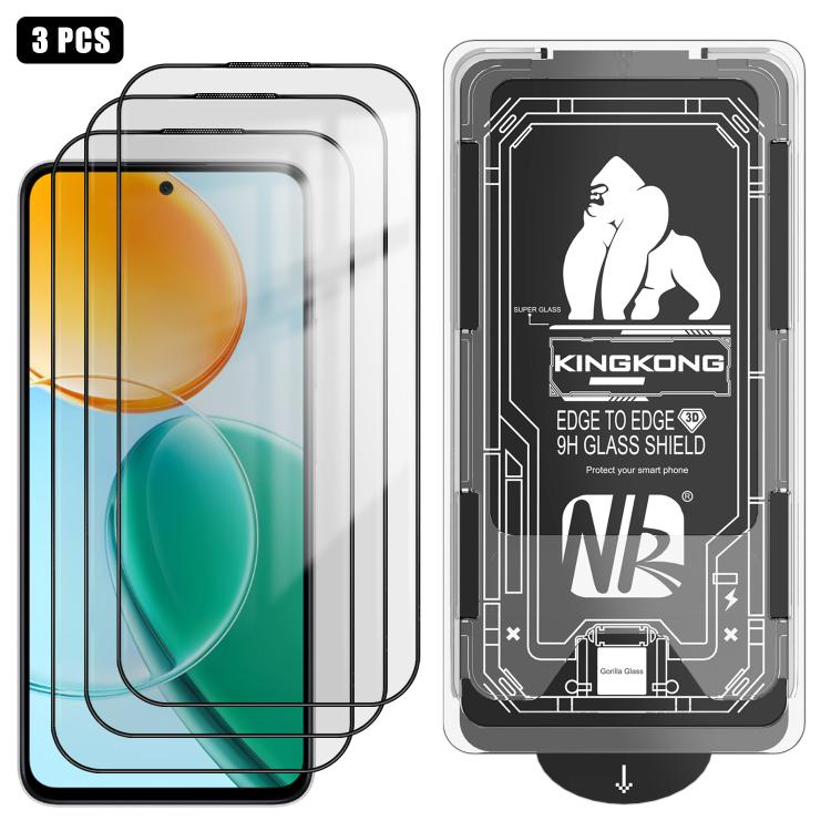 For Honor Play 9T 5G 3pcs Easy Install Box Dust-Free 3D Curved Edge HD Electroplated Explosion-Proof Tempered Glass Film