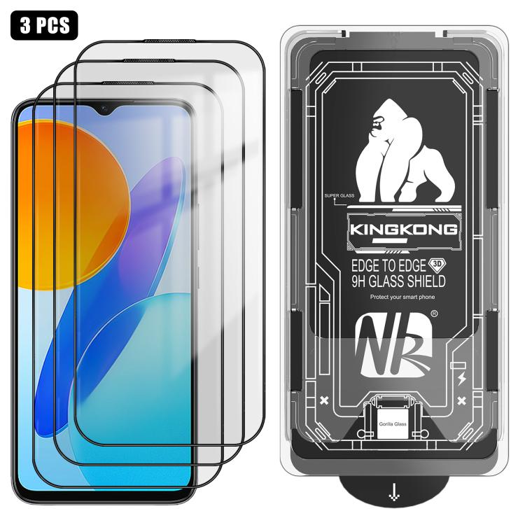 For Honor Play 30 3pcs Easy Install Box Dust-Free 3D Curved Edge HD Electroplated Explosion-Proof Tempered Glass Film
