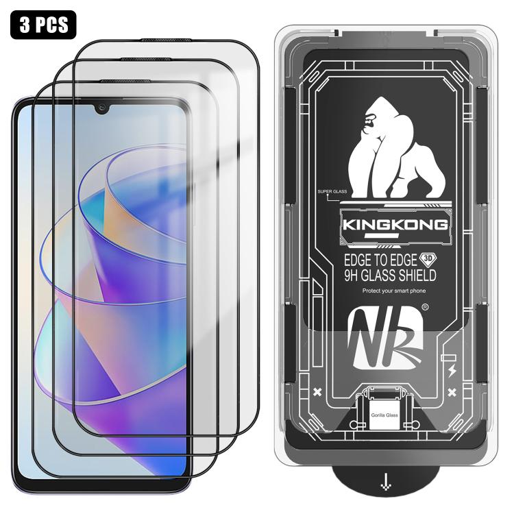 For Honor Play 40 plus 3pcs Easy Install Box Dust-Free 3D Curved Edge HD Electroplated Explosion-Proof Tempered Glass Film