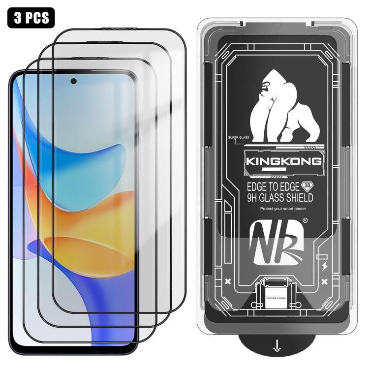 For Honor Play 50 plus 3pcs Easy Install Box Dust-Free 3D Curved Edge HD Electroplated Explosion-Proof Tempered Glass Film
