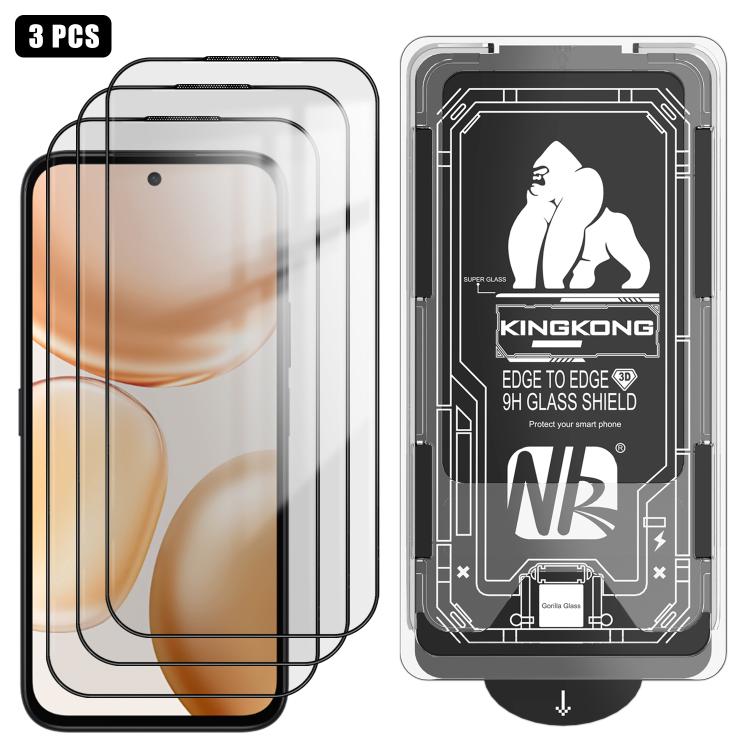For Honor Play 60m 3pcs Easy Install Box Dust-Free 3D Curved Edge HD Electroplated Explosion-Proof Tempered Glass Film