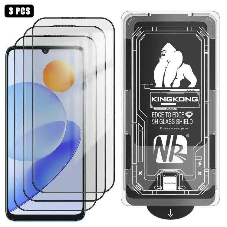 For Honor Play7T 3pcs Easy Install Box Dust-Free 3D Curved Edge HD Electroplated Explosion-Proof Tempered Glass Film