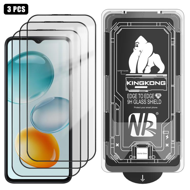 For Honor Play9C 3pcs Easy Install Box Dust-Free 3D Curved Edge HD Electroplated Explosion-Proof Tempered Glass Film