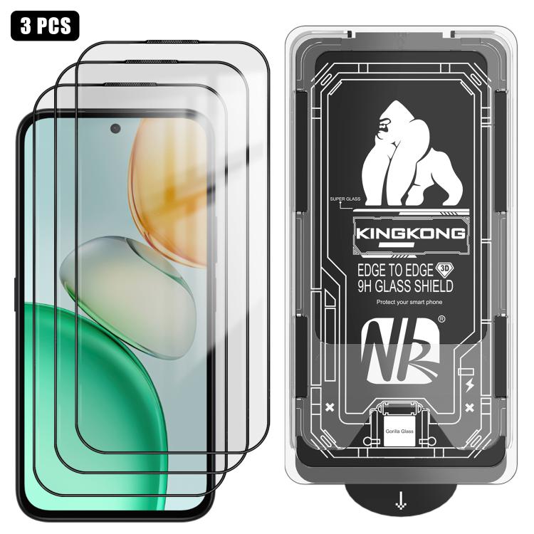 For Honor Play 10C 5G 3pcs Easy Install Box Dust-Free 3D Curved Edge HD Electroplated Explosion-Proof Tempered Glass Film