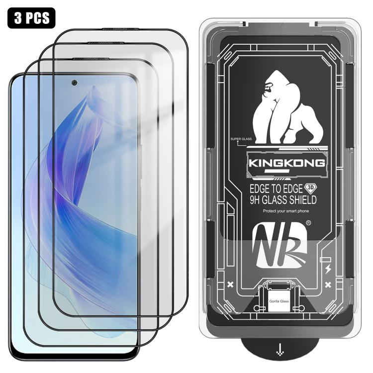 For Honor X50i 3pcs Easy Install Box Dust-Free 3D Curved Edge HD Electroplated Explosion-Proof Tempered Glass Film